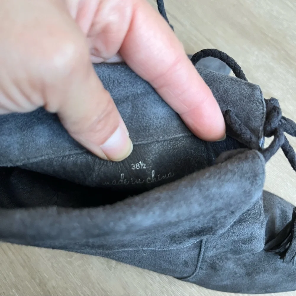 Joie Ciera Bootie Graphite Gray Suede Leather Womens size 38.5EU 8US